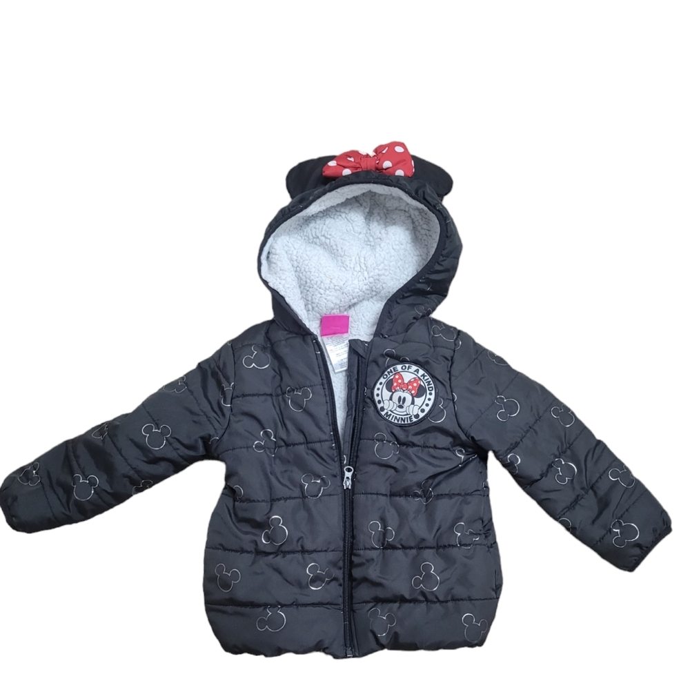 Disney Jr Minnie Mouse puffer jacket with bow and ears 4t